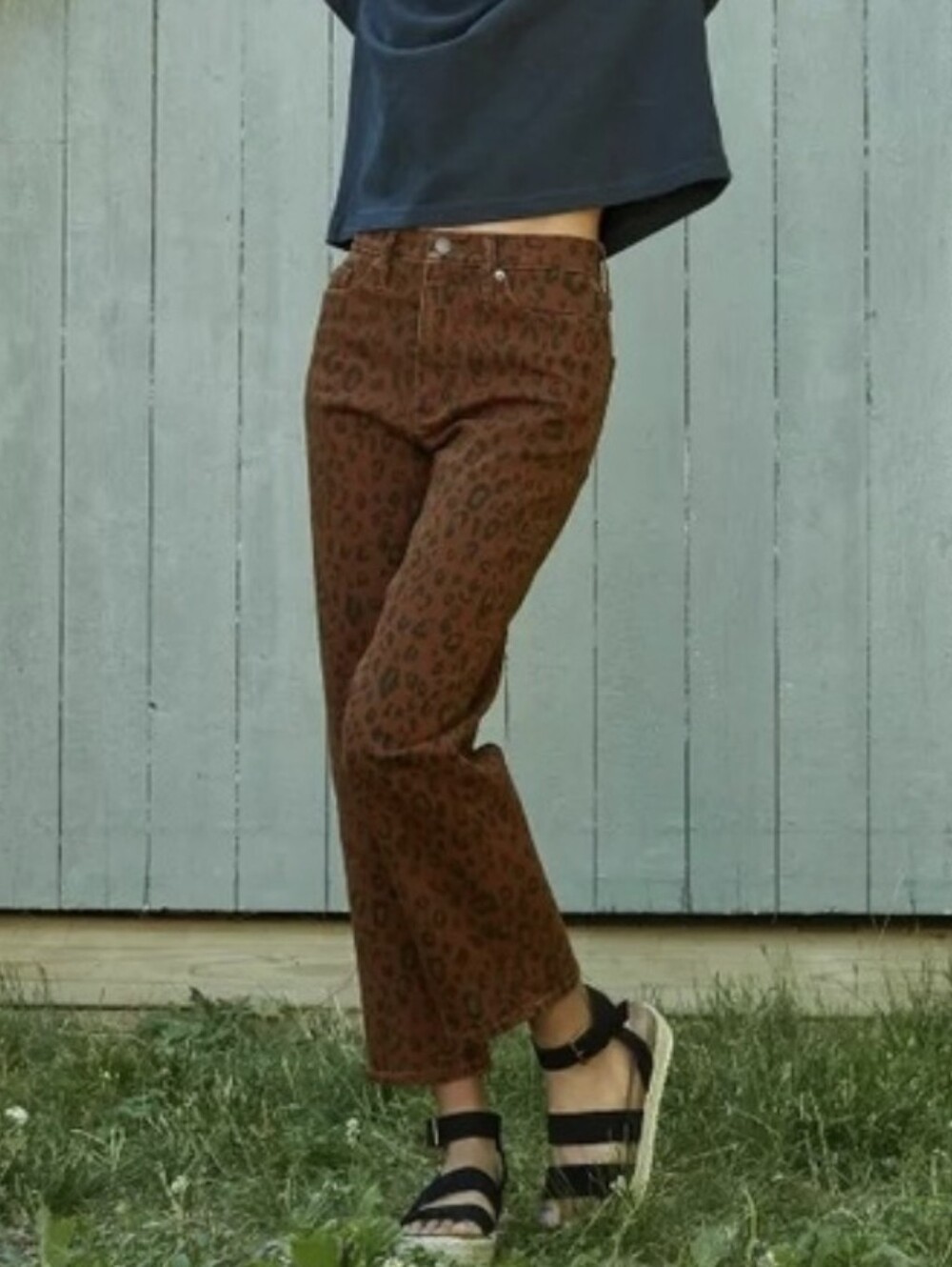 Universal Thread Vintage Straight Leg High-Rise Jeans in Brown Leopard Print, 2